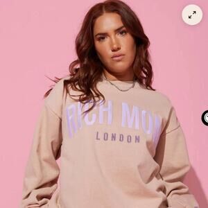 RICH MOM LONDON Tinx Tan and Purple Crewneck Sweatshirt - Size Large